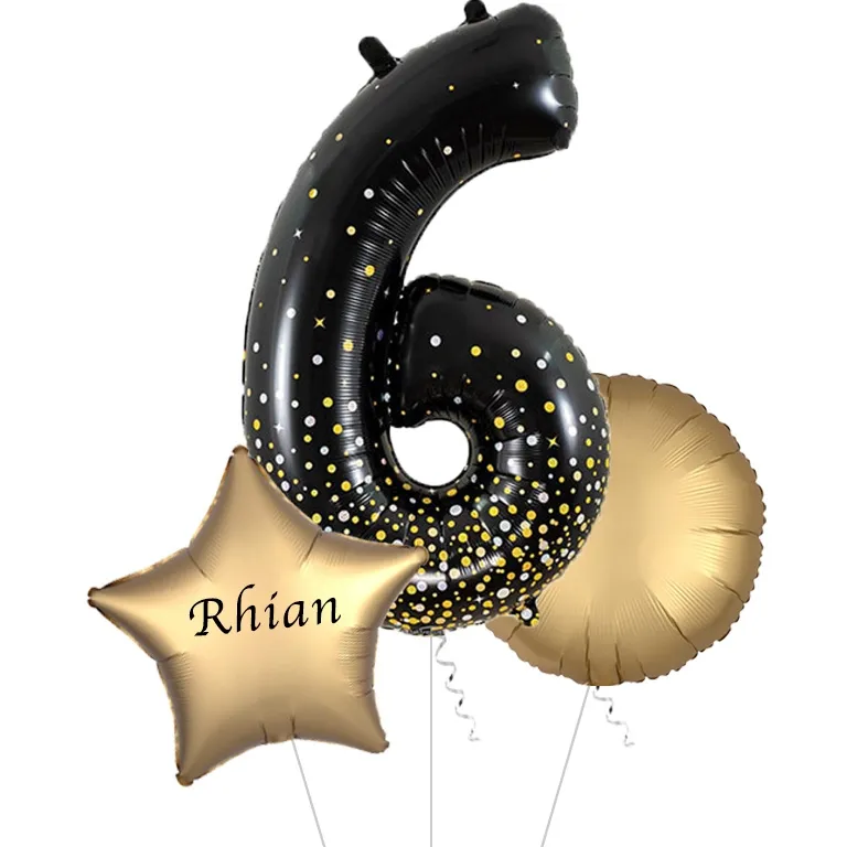 Large Black and Gold Fizz Shape Balloon No 6