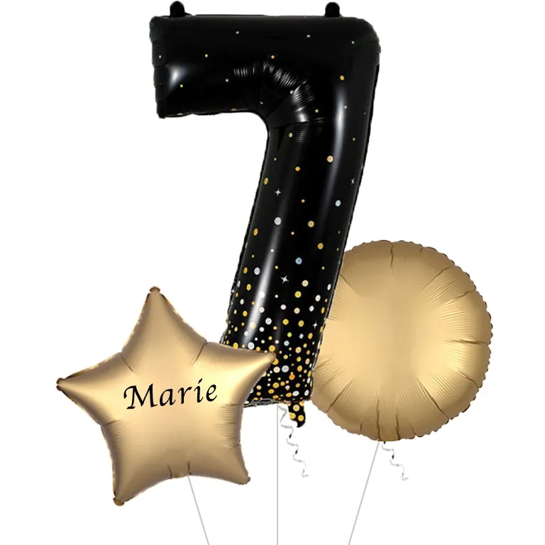 Large Black and Gold Fizz Shape Balloon No 7