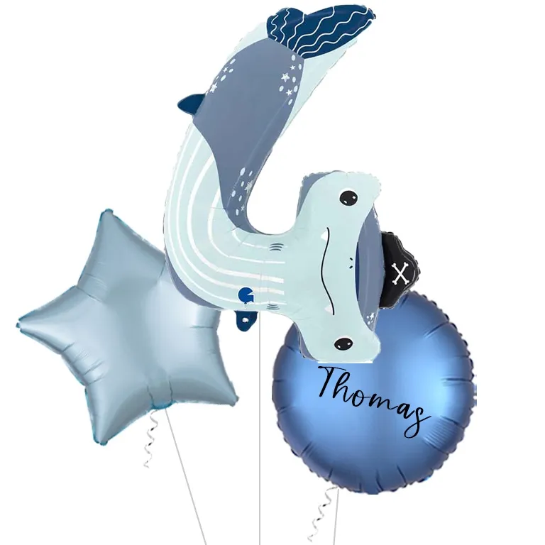 Puppyloons Number 4 Shark Foil Balloon