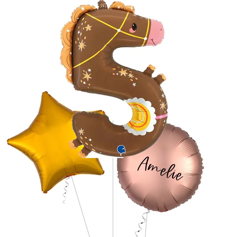 Puppyloons Number 5 Horse Foil Balloon