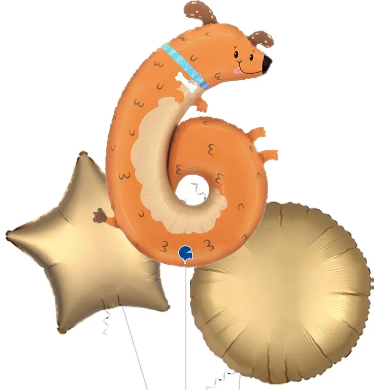 Puppyloons Number 6 Dog Foil Balloon