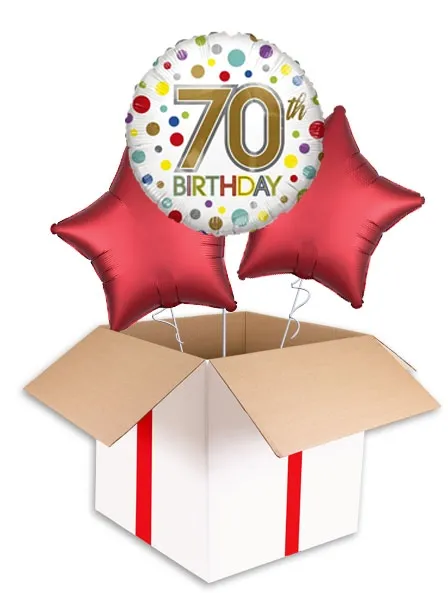 Rainbow Dots 70th Birthday Balloon