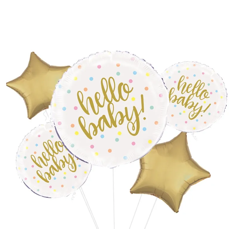 Hello Baby Gold Baby Shower Foil Balloon