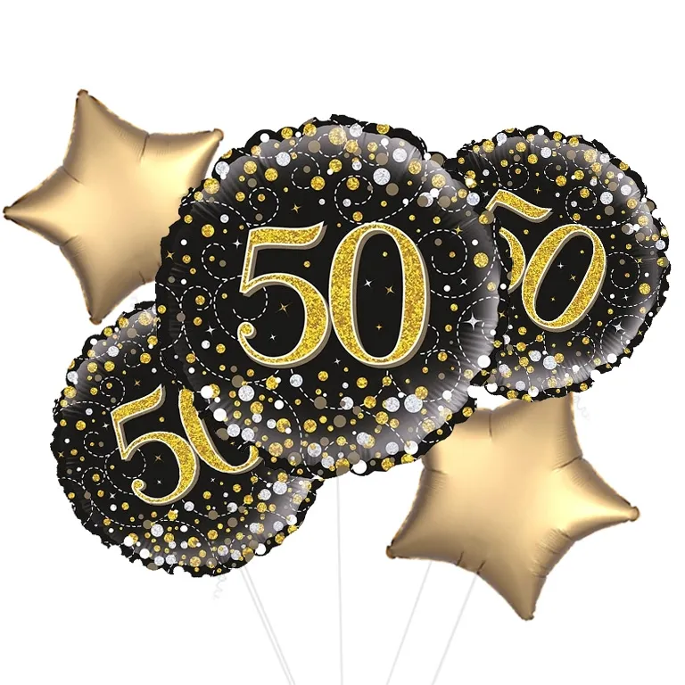 50th Black and Gold Fizz Balloon