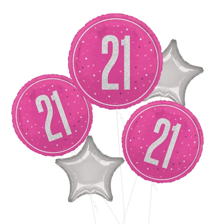 Glitz Pink and Silver 21st Balloon