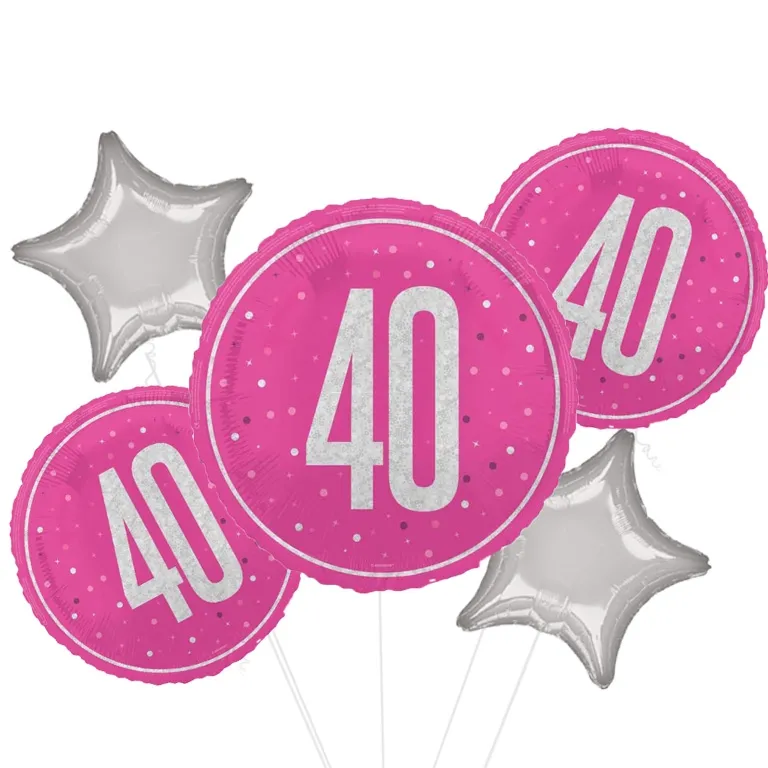 Glitz Pink and Silver 40th Balloon