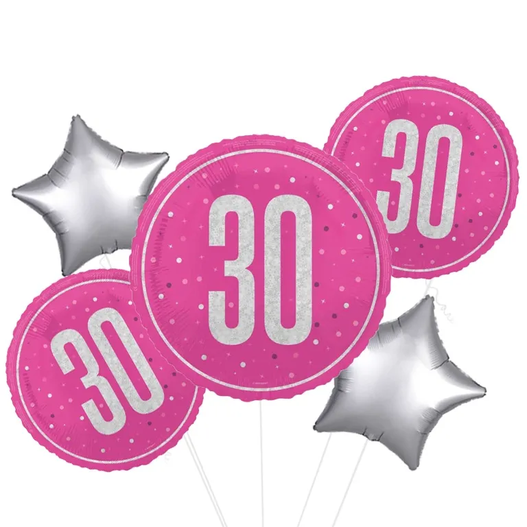 Glitz Pink and Silver 30th Balloon