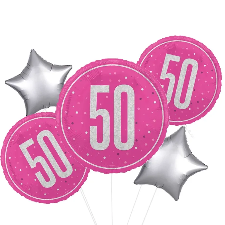 Glitz Pink and Silver 50th Balloon