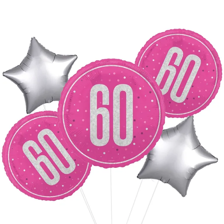Glitz Pink and Silver 60th Balloon