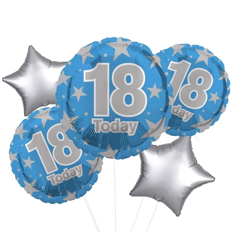 Blue and Silver Stars 18 Today Balloon