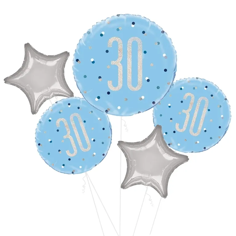 Glitz Blue and Silver 30th Balloon