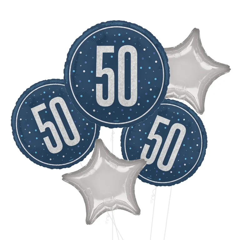 Glitz Blue and Silver 50th Balloon