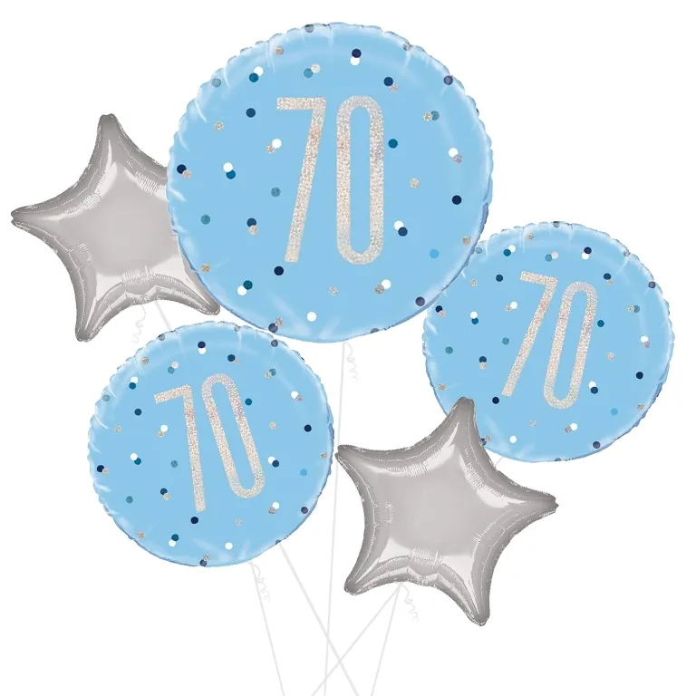 Glitz Blue and Silver 70th Balloon