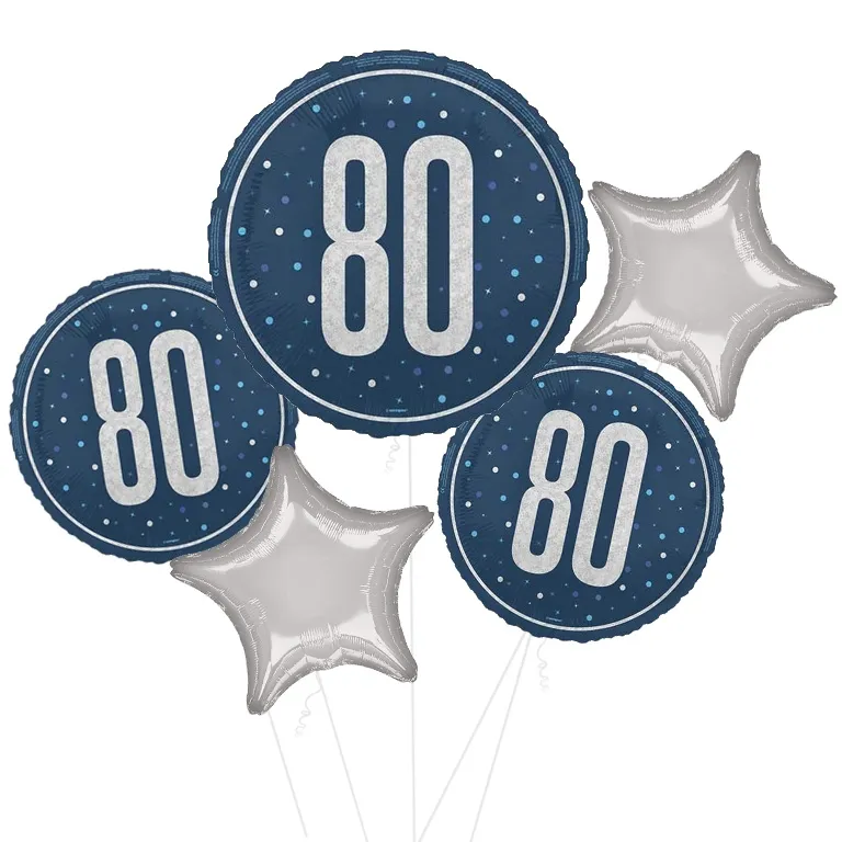 Glitz Blue and Silver 80th Balloon