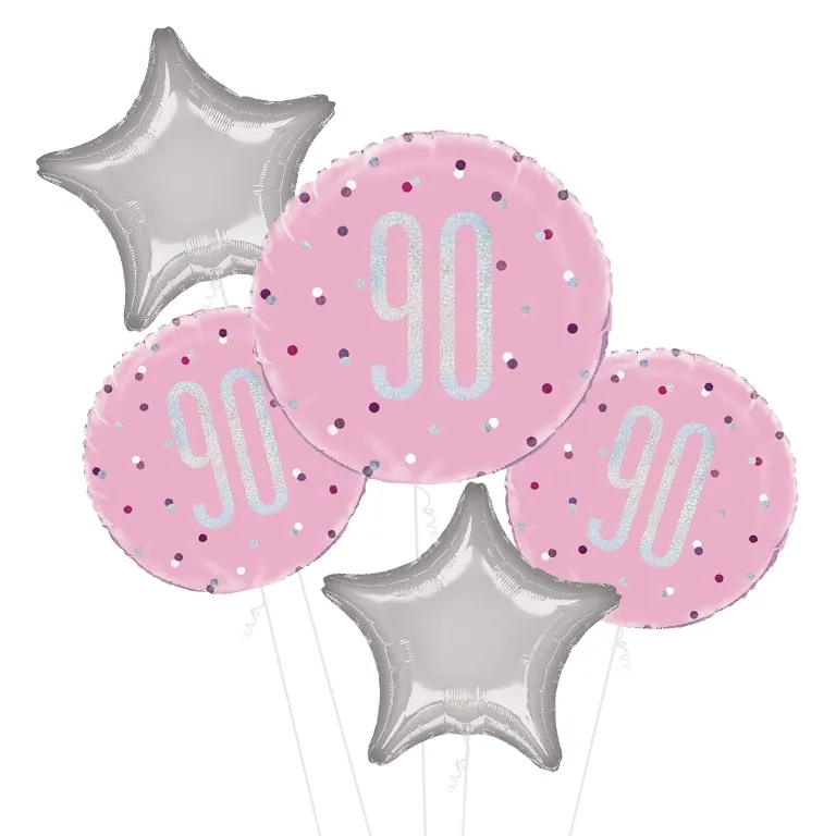 Glitz Pink and Silver 90th Balloon
