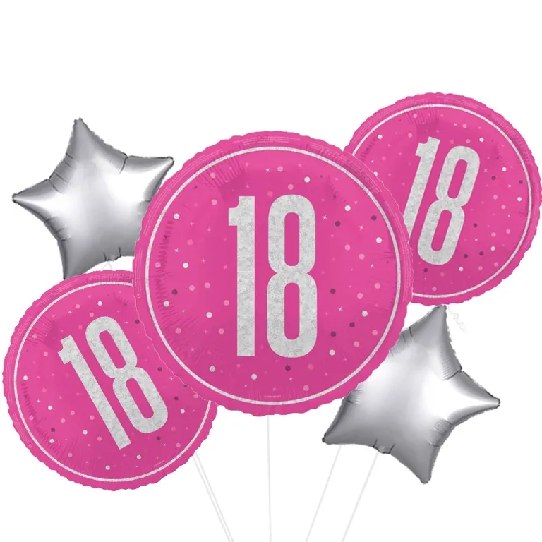 Glitz Pink and Silver 18th Balloon