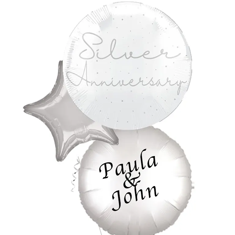 Happy Silver Anniversary Script Foil Balloon
