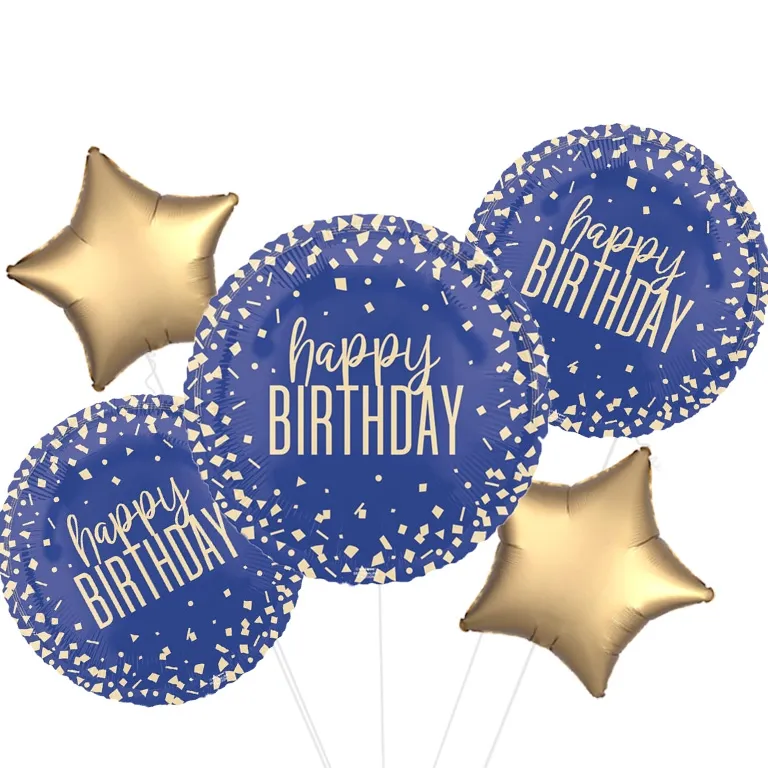 Navy Confetti Birthday Balloon