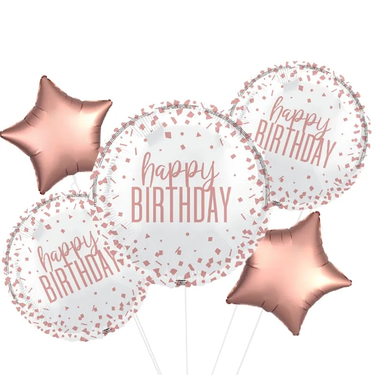 Rose Gold Confetti Foil Birthday Balloon