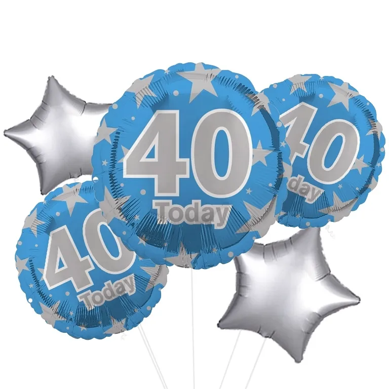 Blue and Silver Stars 40 Today Balloon