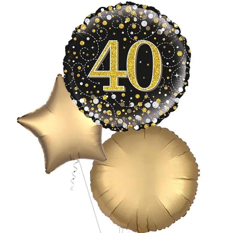 40th Black and Gold Fizz Balloon