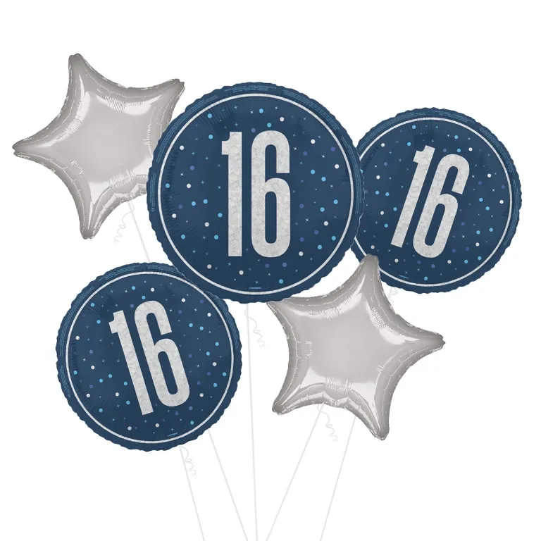 Glitz Blue and Silver 16th Balloon