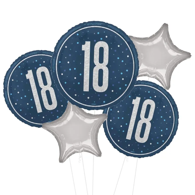 Glitz Blue and Silver 18th Balloon