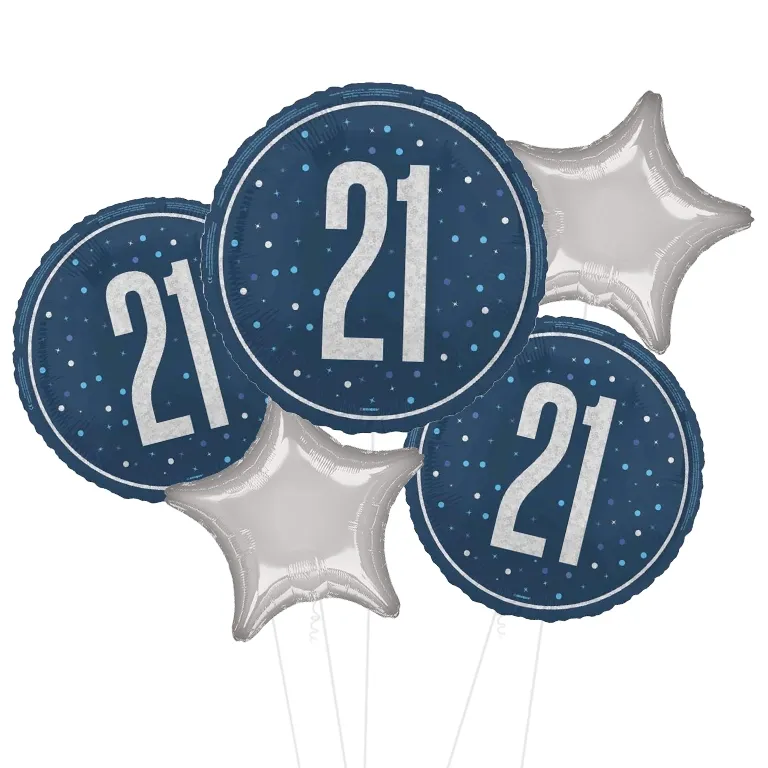 Glitz Blue and Silver 21st Balloon