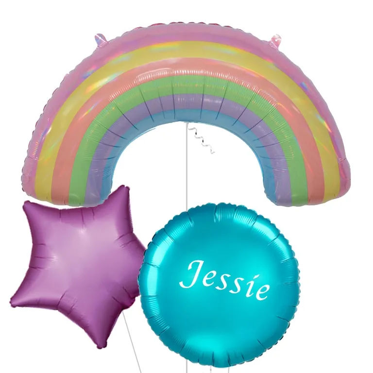 Pastel Holographic Rainbow Supershape Balloon