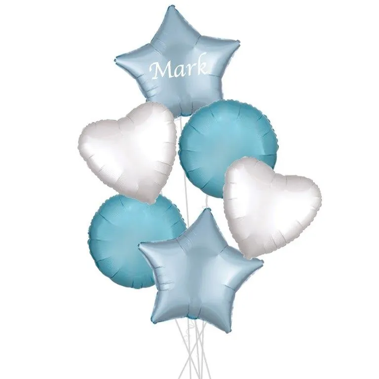 Personalised Baby Blues Satin Party Bouquets