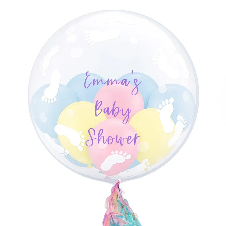 Personalised Boutique Baby Feet Double Balloons