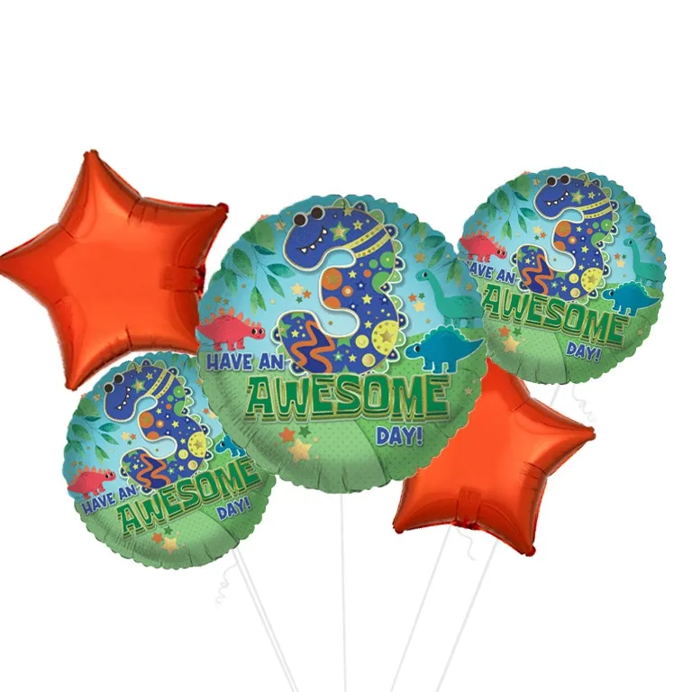 Awesome Dinos Age 3 Foil Balloon