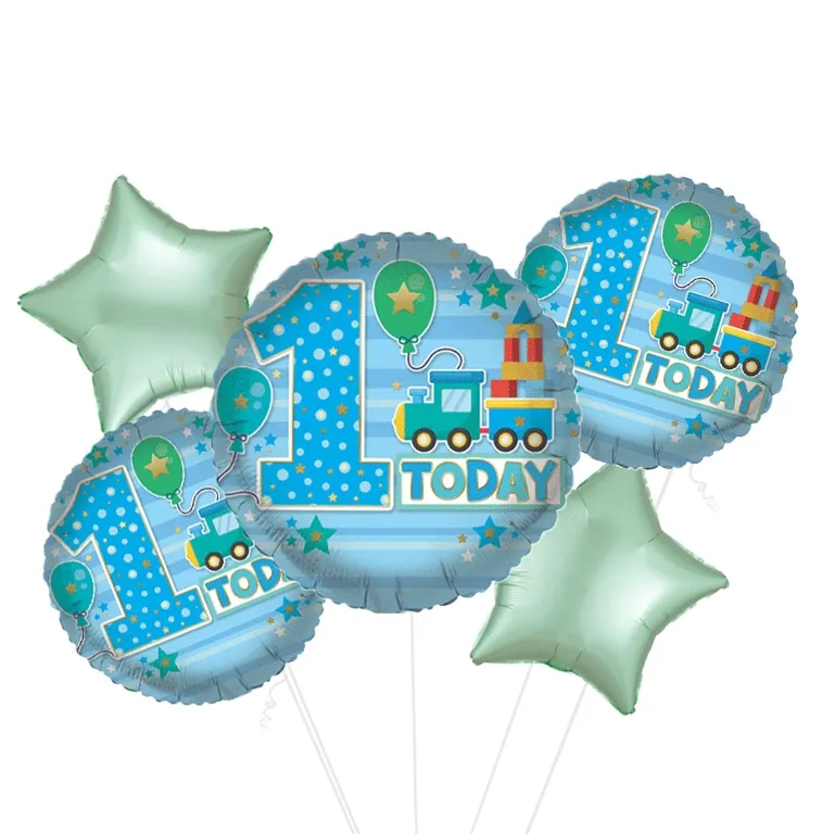 Toy Trains Age 1 Foil Balloon