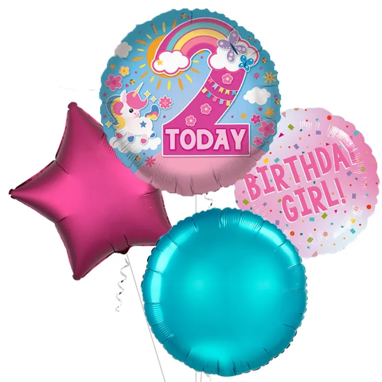 Rainbow Unicorn Age 2 Foil Balloon