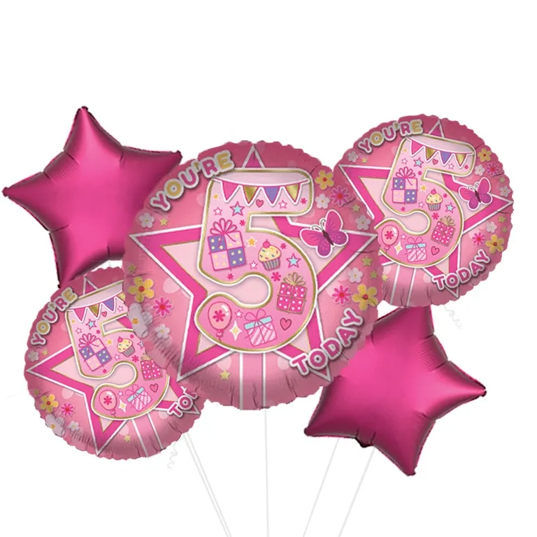 Pink Party Age 5 Foil Balloon