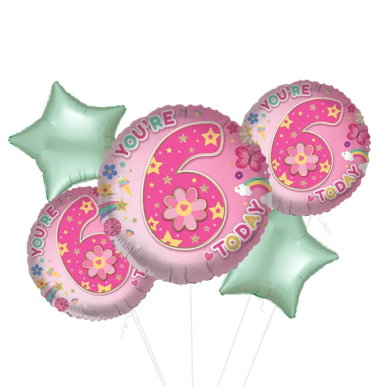 Fabulous Flowers Age 6 Foil Balloon