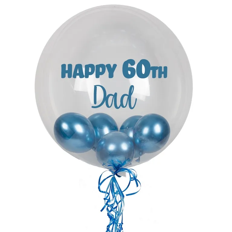 Personalised Boutique Azure Blue Double Balloons