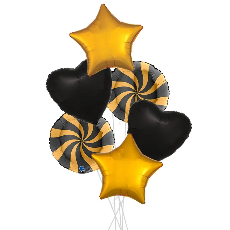 Gold and Black Spiral Party Mix Bouquets