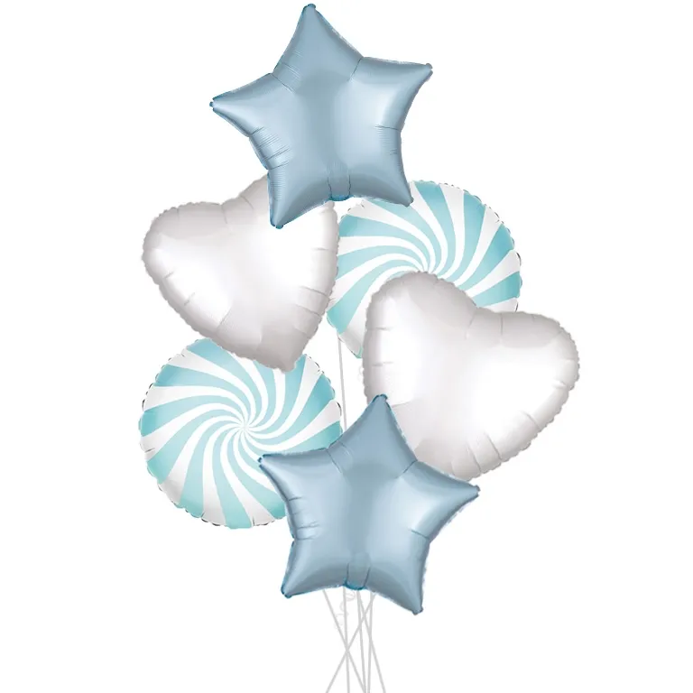 Pastel Blue Spiral Party Mix Bouquets