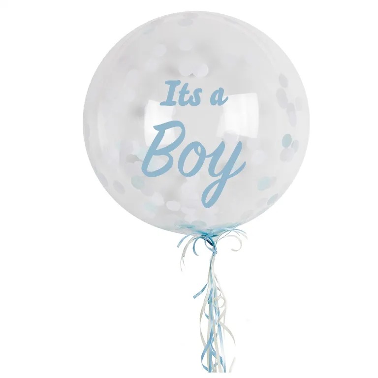 Personalised Confetti Light Blue Boutique Balloon