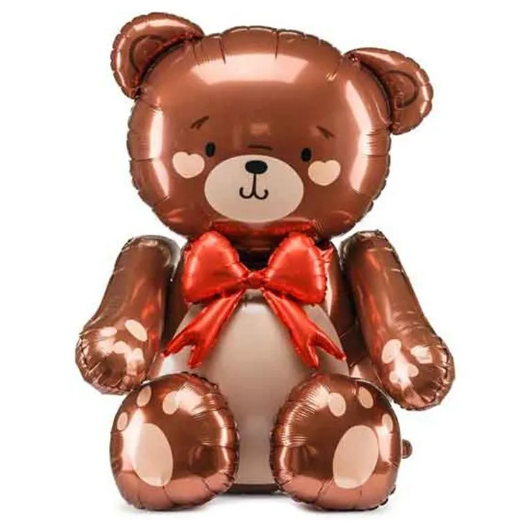 Sitting Teddy Bear with Bow Foil Balloon
