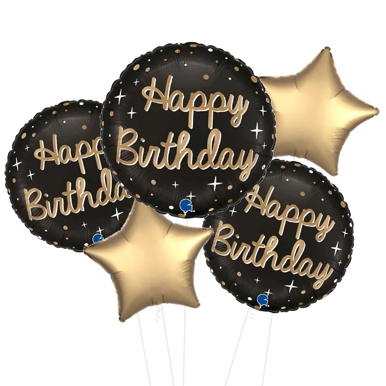Black and Gold Sparkle Birthday Balloon
