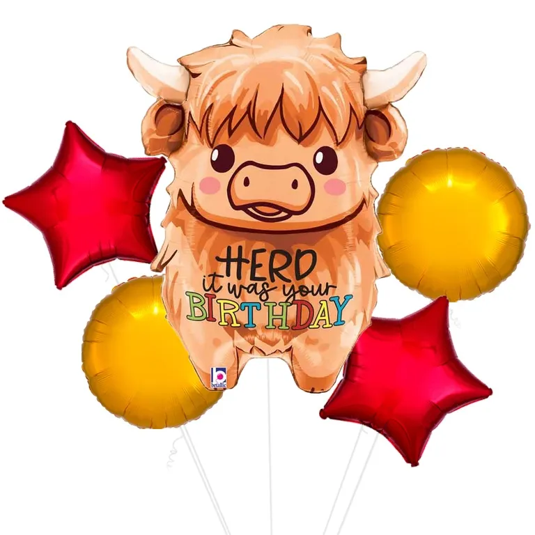 Highland Cow Birthday Supershape Balloon