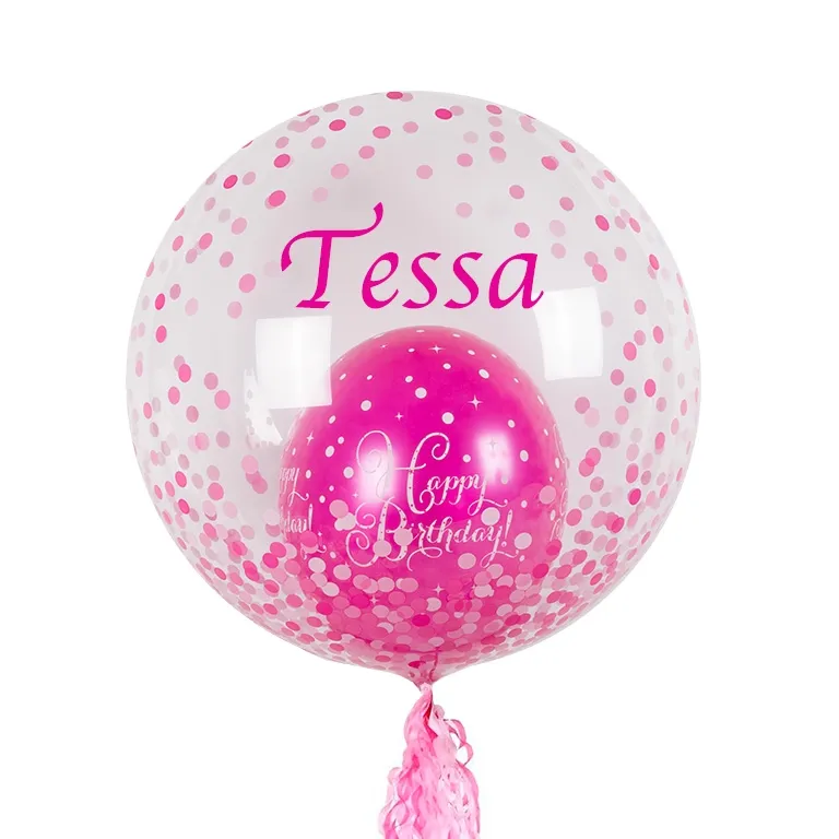 Personalised Pink Confetti Double Balloon