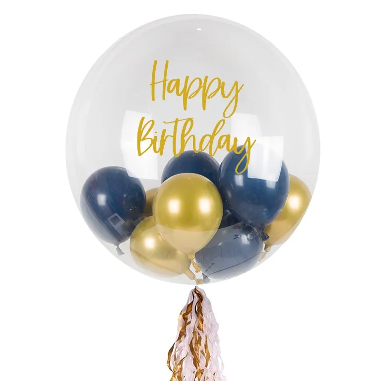 Personalised Boutique Navy and Gold Double Balloons