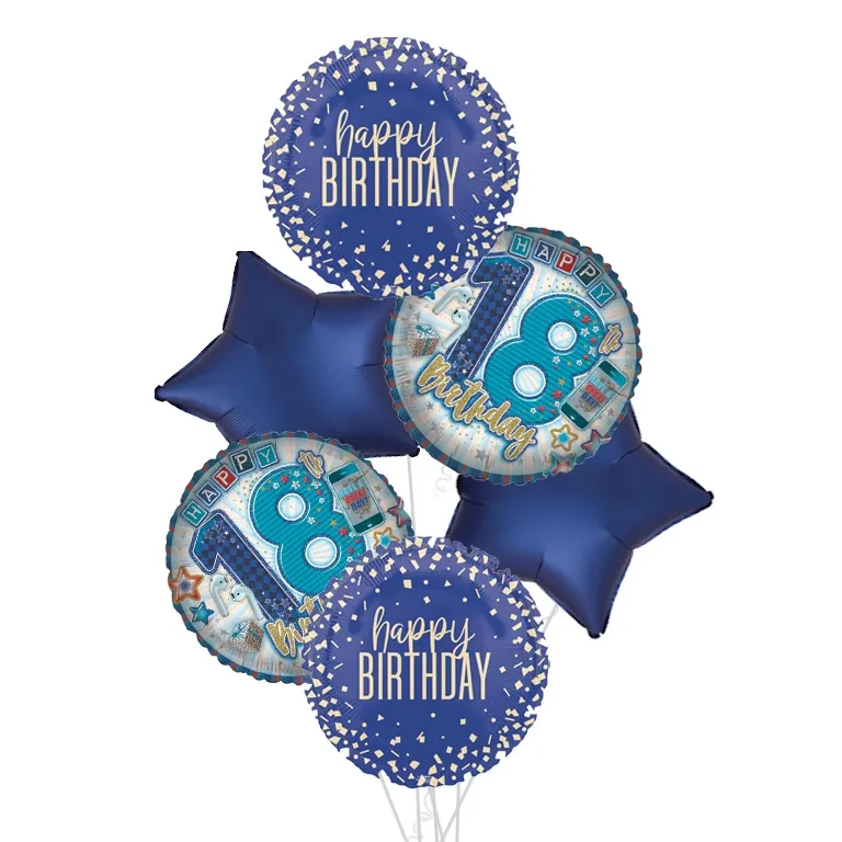 Navy Confetti 18th Birthday Balloon Bouquet