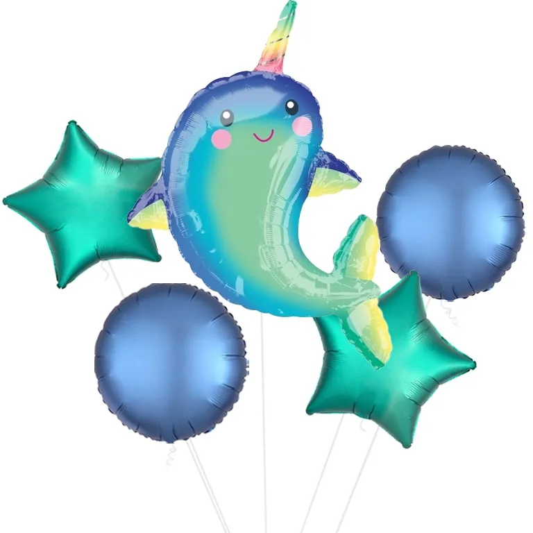 Rainbow Narwhal Supershape Balloon