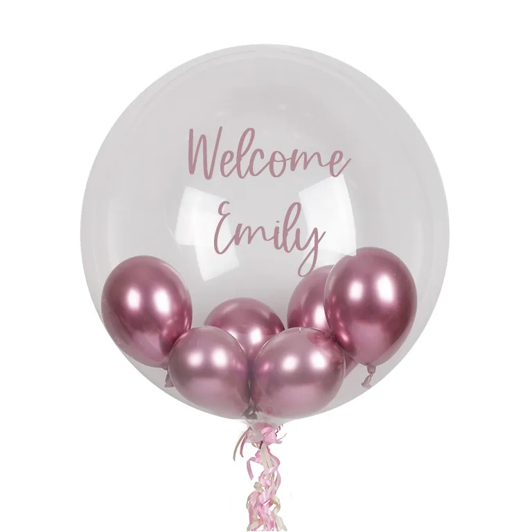 Personalised Boutique Metallic Pink Double Balloons