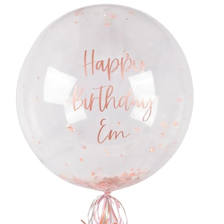 Personalised Confetti Rose Gold Boutique Balloon