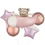 Bear in Light Pink Plane Foil Balloon bunch 5